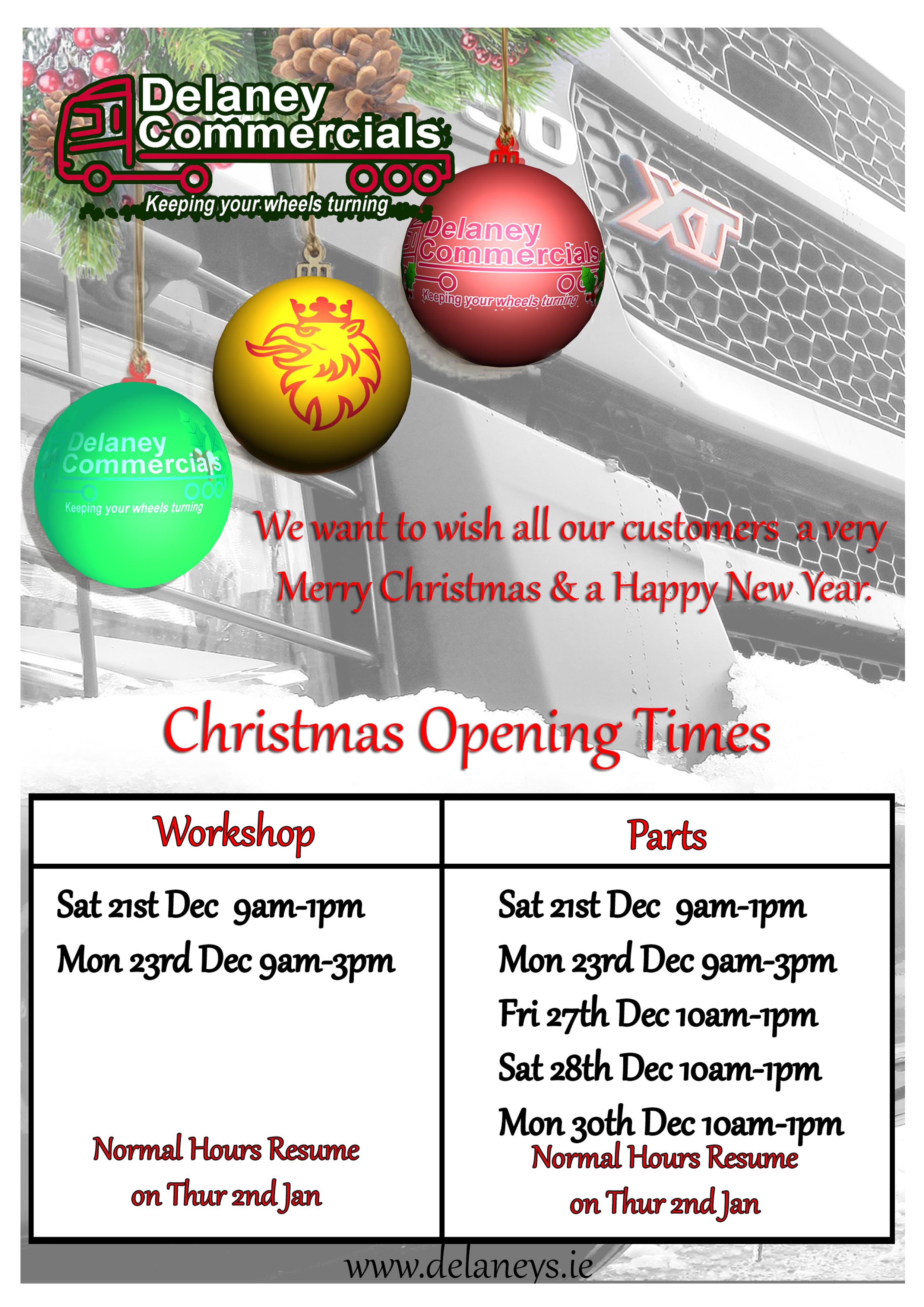 Christmas opening Hours