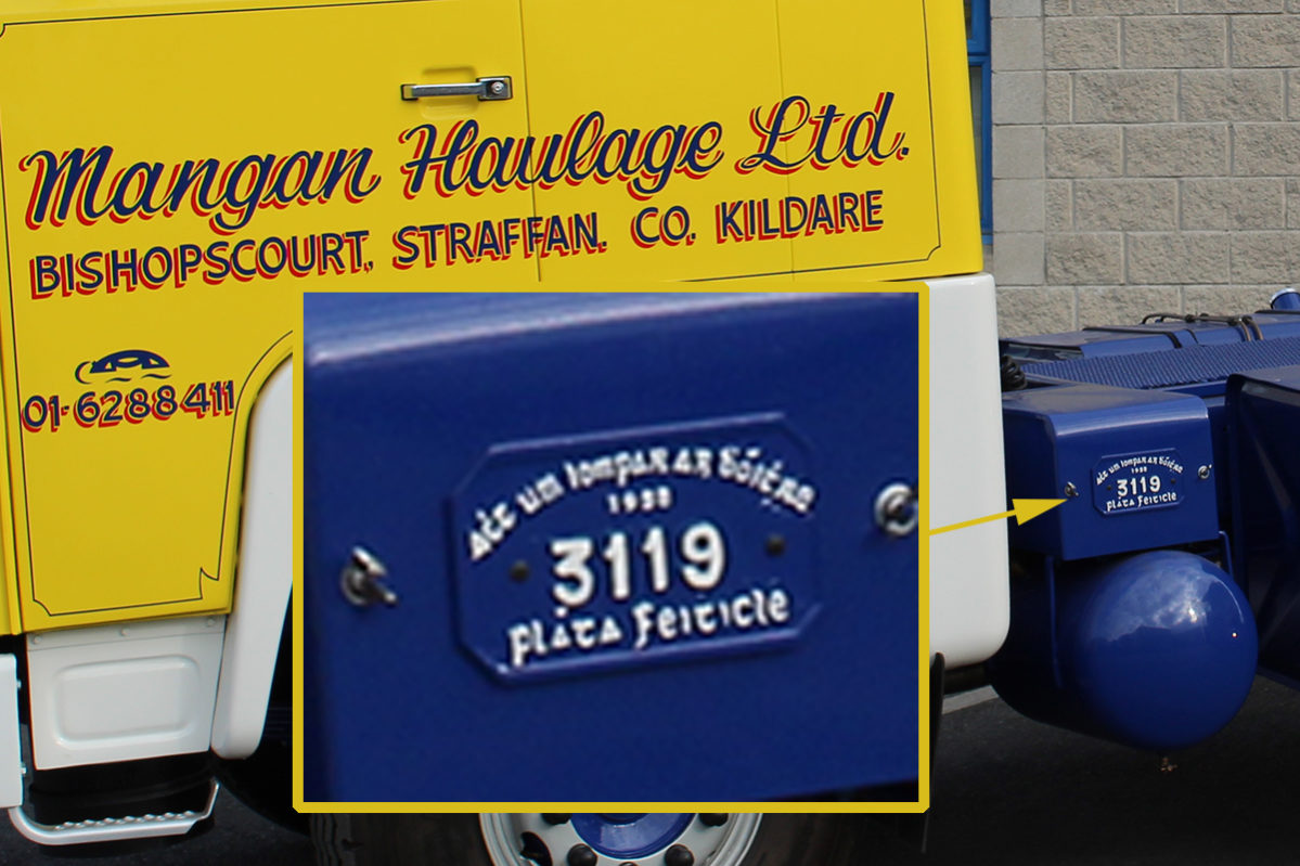 mangan haulage old licence plate